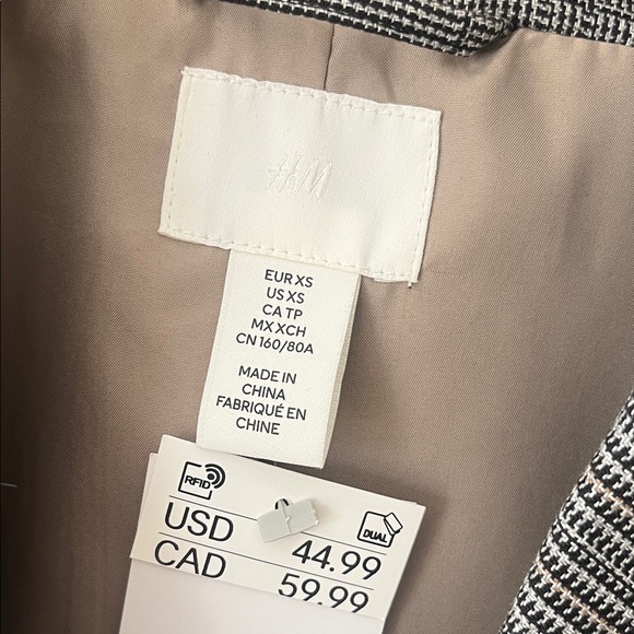 H&M Gray Plaid Blazer-fully lined-NWT - Picture 2 of 6
